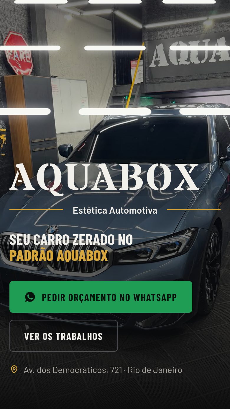 Site da Aquabox aberto no celular