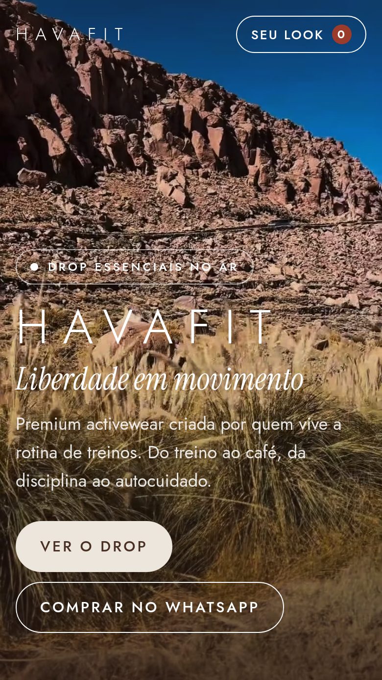 Site da Havafit aberto no celular